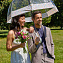 L042-4253 Женский прозрачный зонт трость «Цветочная кайма», механика, Birdcage, Fulton