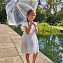 C603-03 Прозрачный детский зонт с окантовкой серебряного цвета, механика, Funbrella, Fulton
