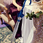 L041-033 Прозрачный женский зонт трость с полосой синего цвета, механика, Birdcage, Fulton