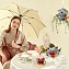 L908-2942 Стильный женский зонт трость с бантами, механика, Kensington, Fulton