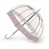 L042-4253 Женский прозрачный зонт трость «Цветочная кайма», механика, Birdcage, Fulton