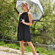 L041-01 Прозрачный женский зонт трость с полосой черного цвета, механика, Birdcage, Fulton