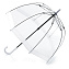 L041-02 Прозрачный женский зонт трость с полосой белого цвета, механика, Birdcage, Fulton