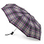 L346-2425 Женский зонт «Клетка» в фиолетовую клетку, автомат, open&close, Fulton