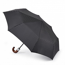 G818-2162 Стильный мужской зонт, черный в тонкую светлую полоску, автомат, Chelsea, Fulton