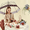 L866-4277 Женский прозрачный зонт трость «Любящие Сердца», механика, Birdcage, Fulton