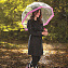 L041-022 Прозрачный женский зонт трость с полосой розового цвета, механика, Birdcage, Fulton